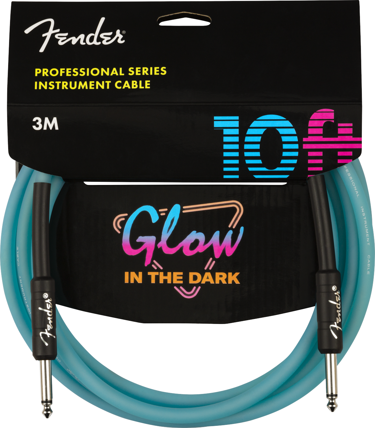 Fender Professional Series Glow in the Dark Cable, Blue, 10'