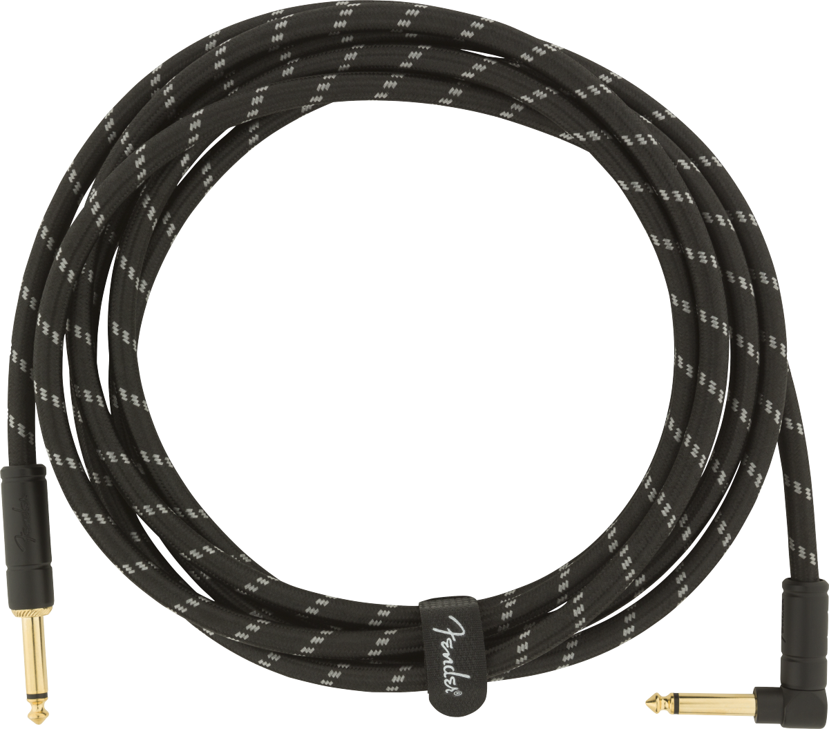 Fender Deluxe Series Instrument Cable, Straight/Angle, 10', Black Tweed