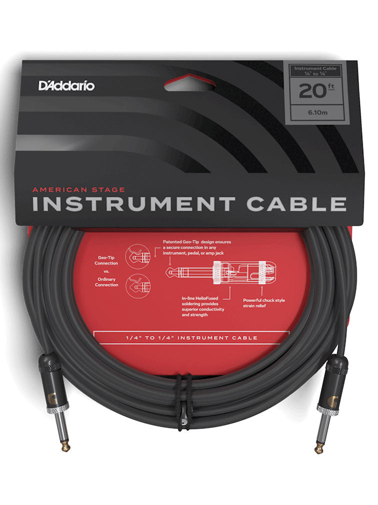 D'Addario American Stage Instrument Cable 20' Straight