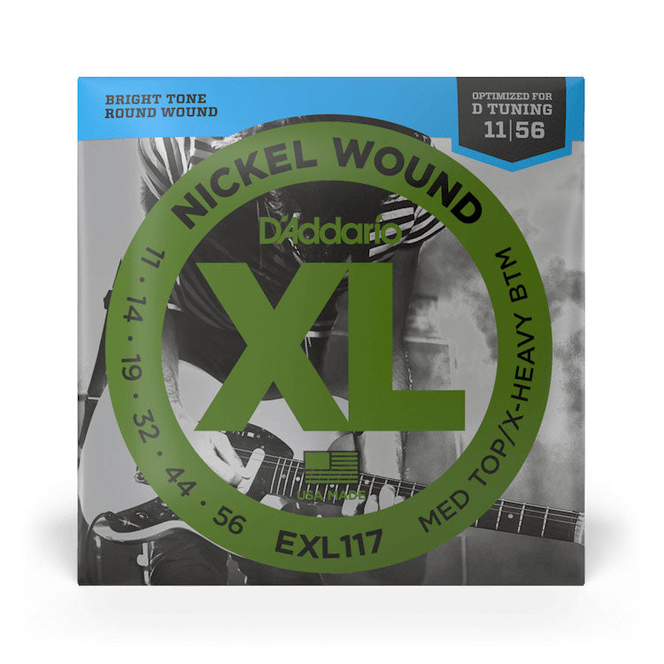 D'Addario XL Nickel EXL117 Medium Top/Extra Heavy Bottom 11-56 6-String Electric Guitar Strings