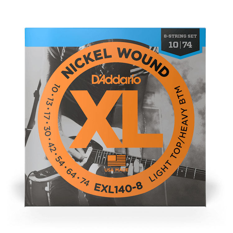 D'Addario XL Nickel EXL140 Light Top/Heavy Bottom 10-74 8-String Electric Guitar Strings