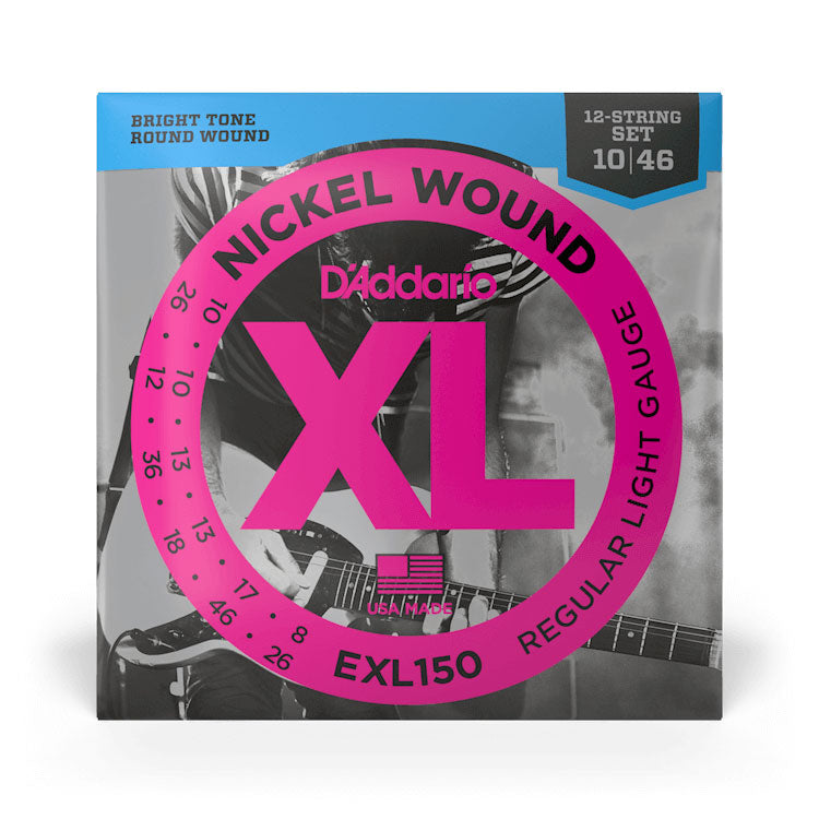 D'Addario XL Nickel EXL150 Regular Light 10-46 12-String Electric Guitars Strings