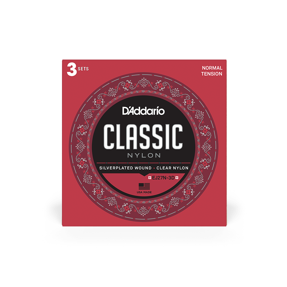 D'Addario Student EJ27N-3D Normal Tension Nylon Classical Strings 3 Pack