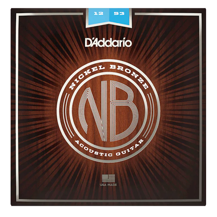 D'Addario Nickel Bronze Light 12-53 6-String Acoustic Guitar Strings