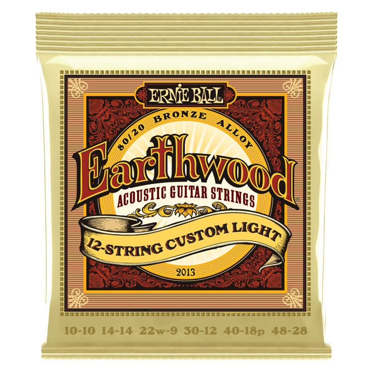 Ernie Ball Earthwood 80/20 Bronze Custom Light 10-48 12-String Acoustic Guitar Strings