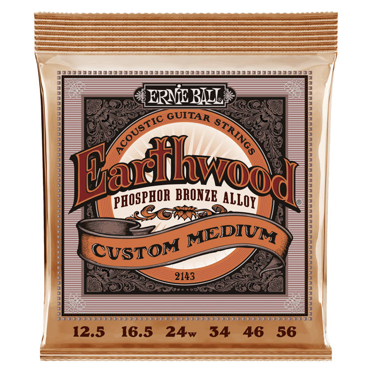 Ernie Ball Earthwood Phosphor Bronze Custom Medium 12.5-56 6-String Acoustic Guitar Strings