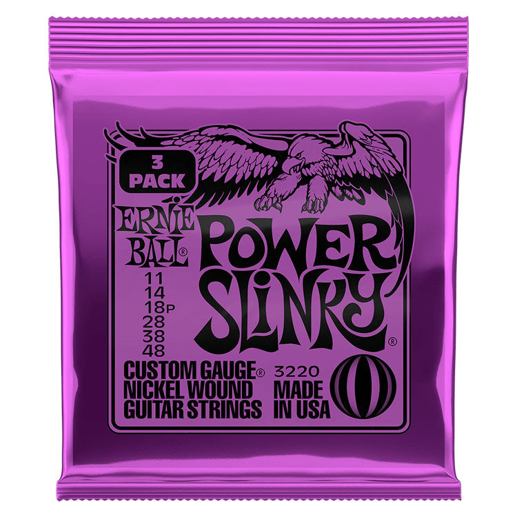 Ernie Ball Power Slinky 11-48 Nickel Wound 6-String Electric Guitar Strings 3 Pack