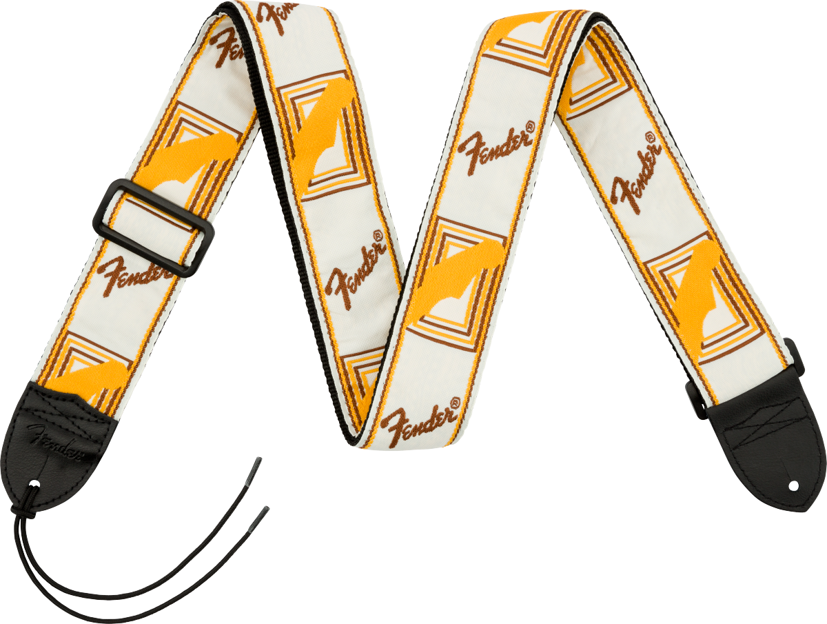 Fender Monogrammed Strap - White/Brown/Yellow
