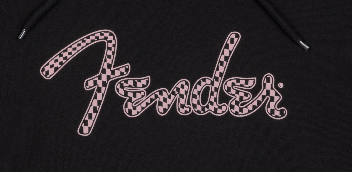 Fender Spaghetti Logo Wavy Checker Hoodie - Pink Checker