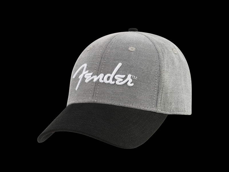 Fender Hipster Dad Hat, Gray and Black, One Size Fits Most