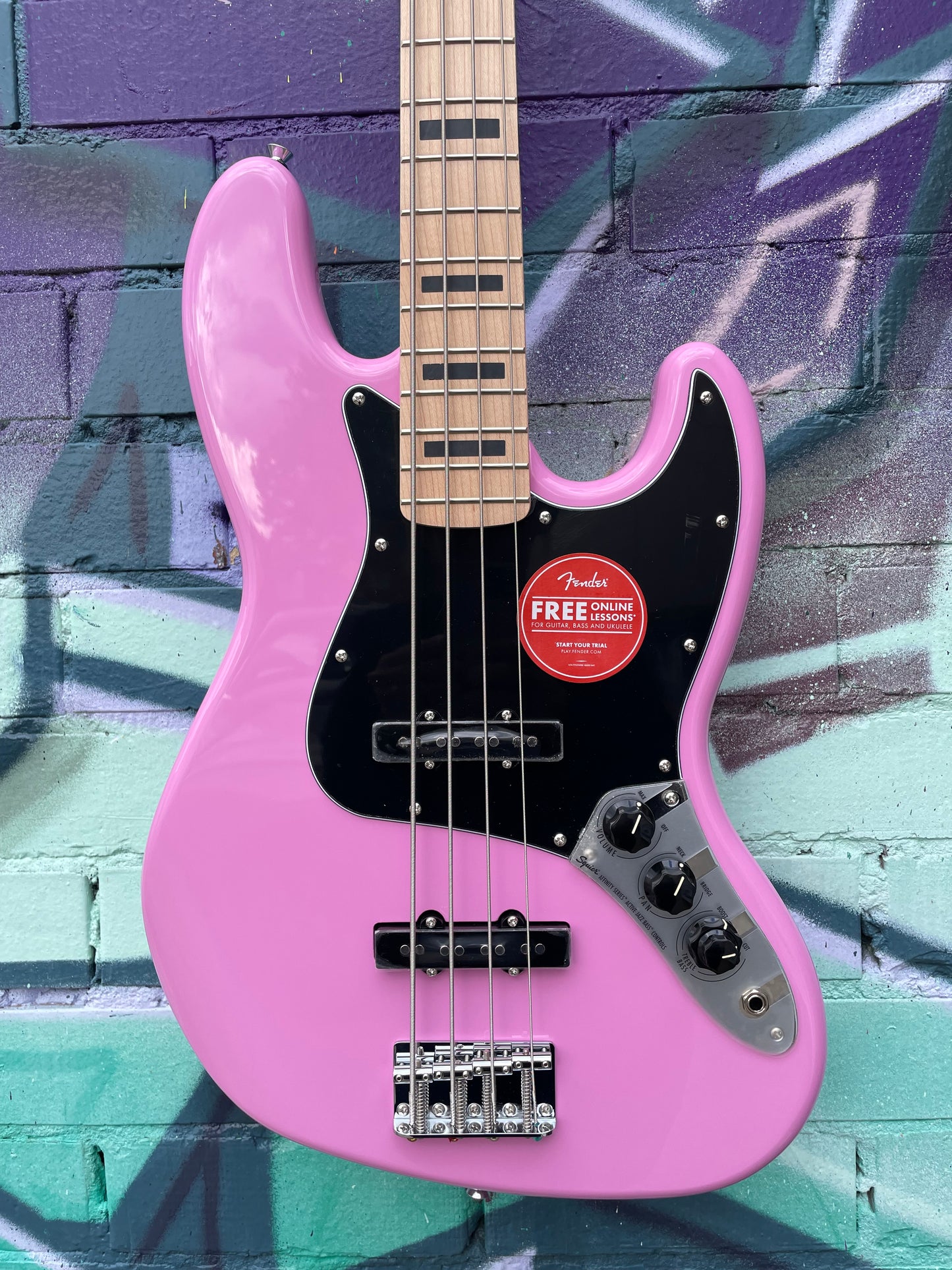 Fender Squier FSR Affinity Series Active Jazz Bass Guitar - Flash Pink