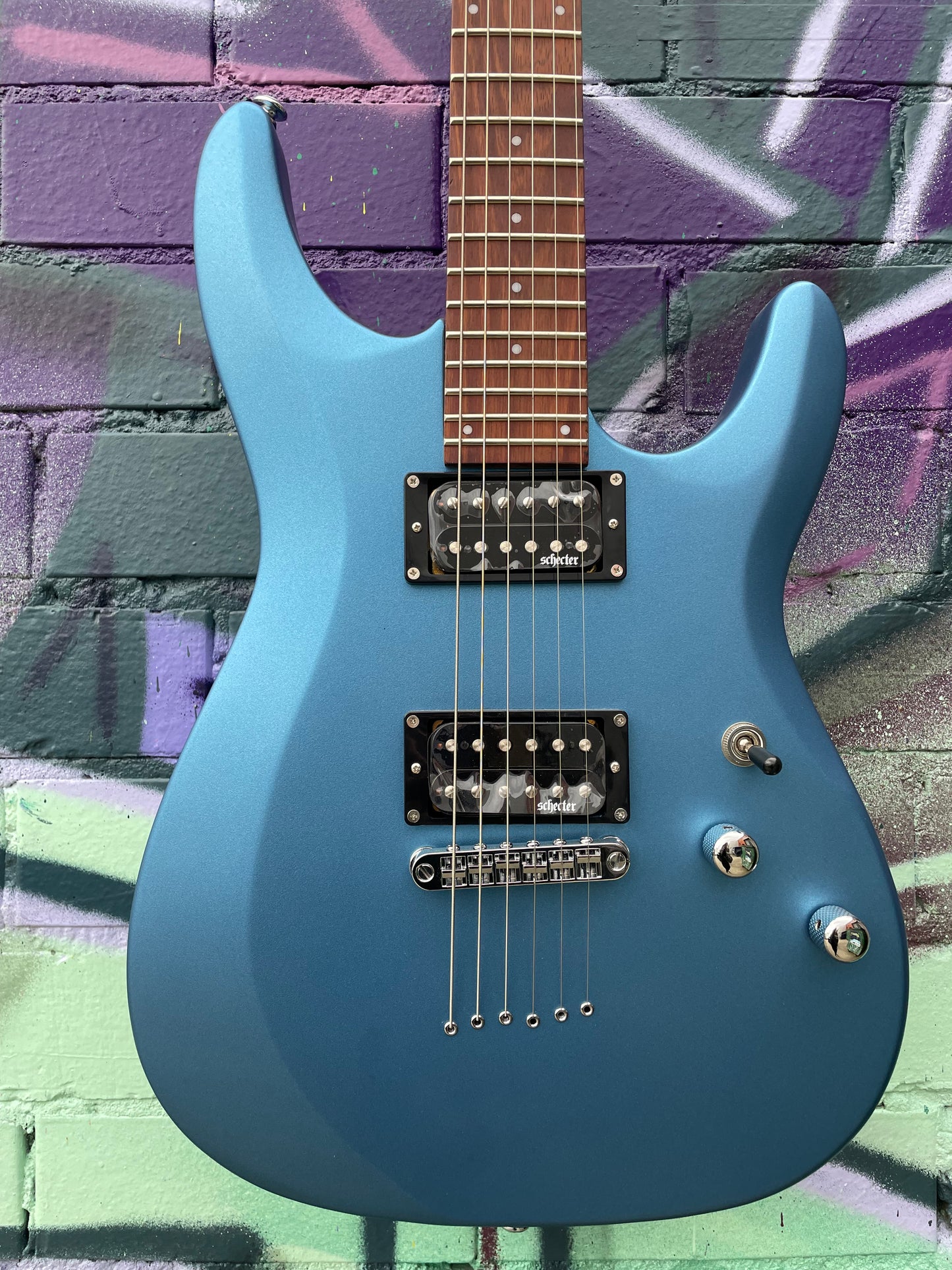 Schecter C-6 Deluxe Electric Guitar - Satin Metallic Light Blue