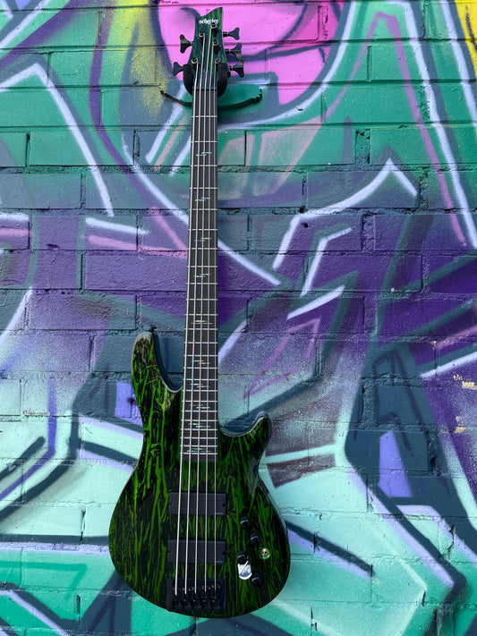 Schecter C-5 Silver Mountain-5 String Bass Guitar, Toxic Venom