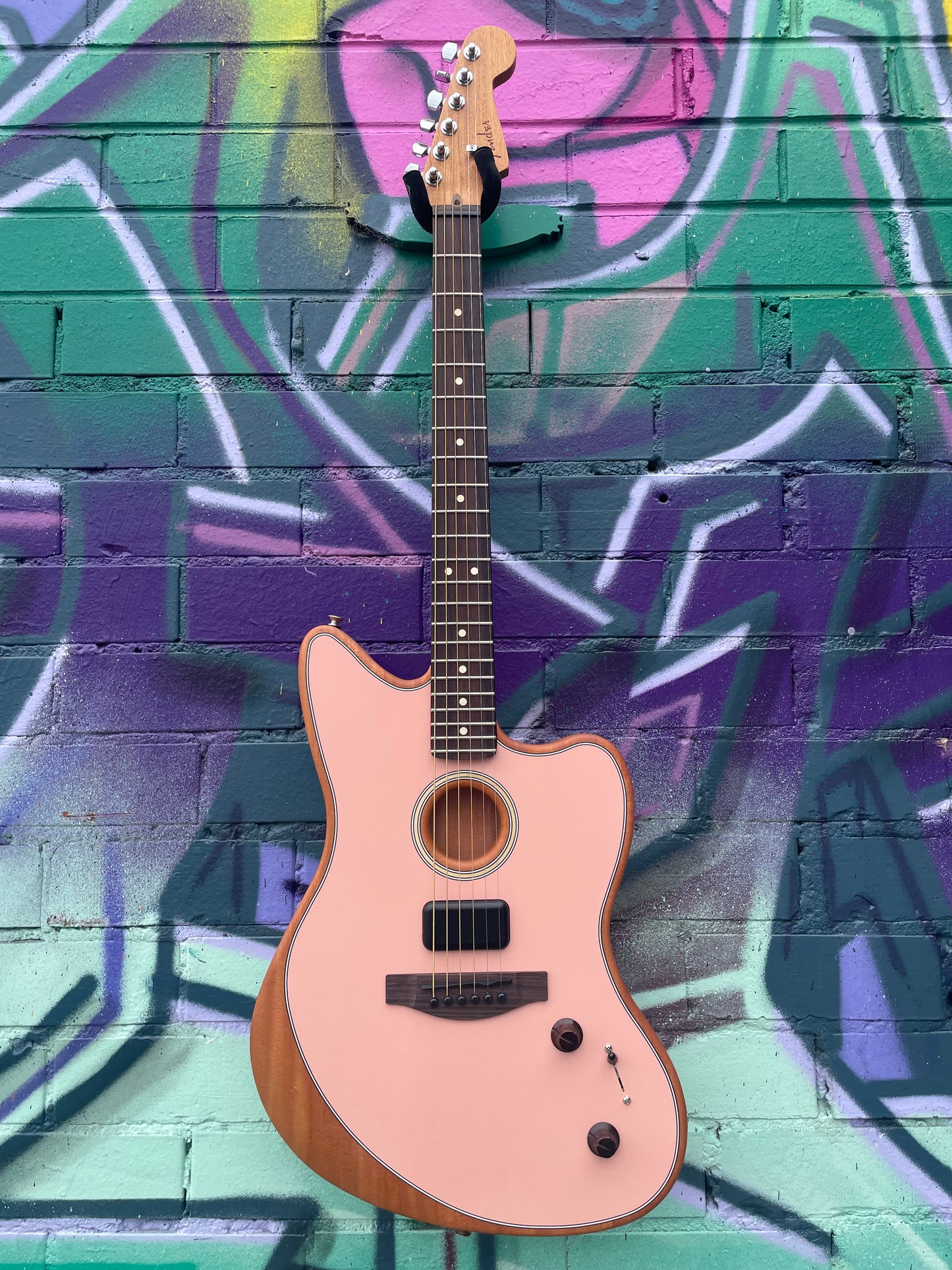 Fender Acoustasonic Player Jazzmaster, Rosewood Fingerboard, Shell Pink