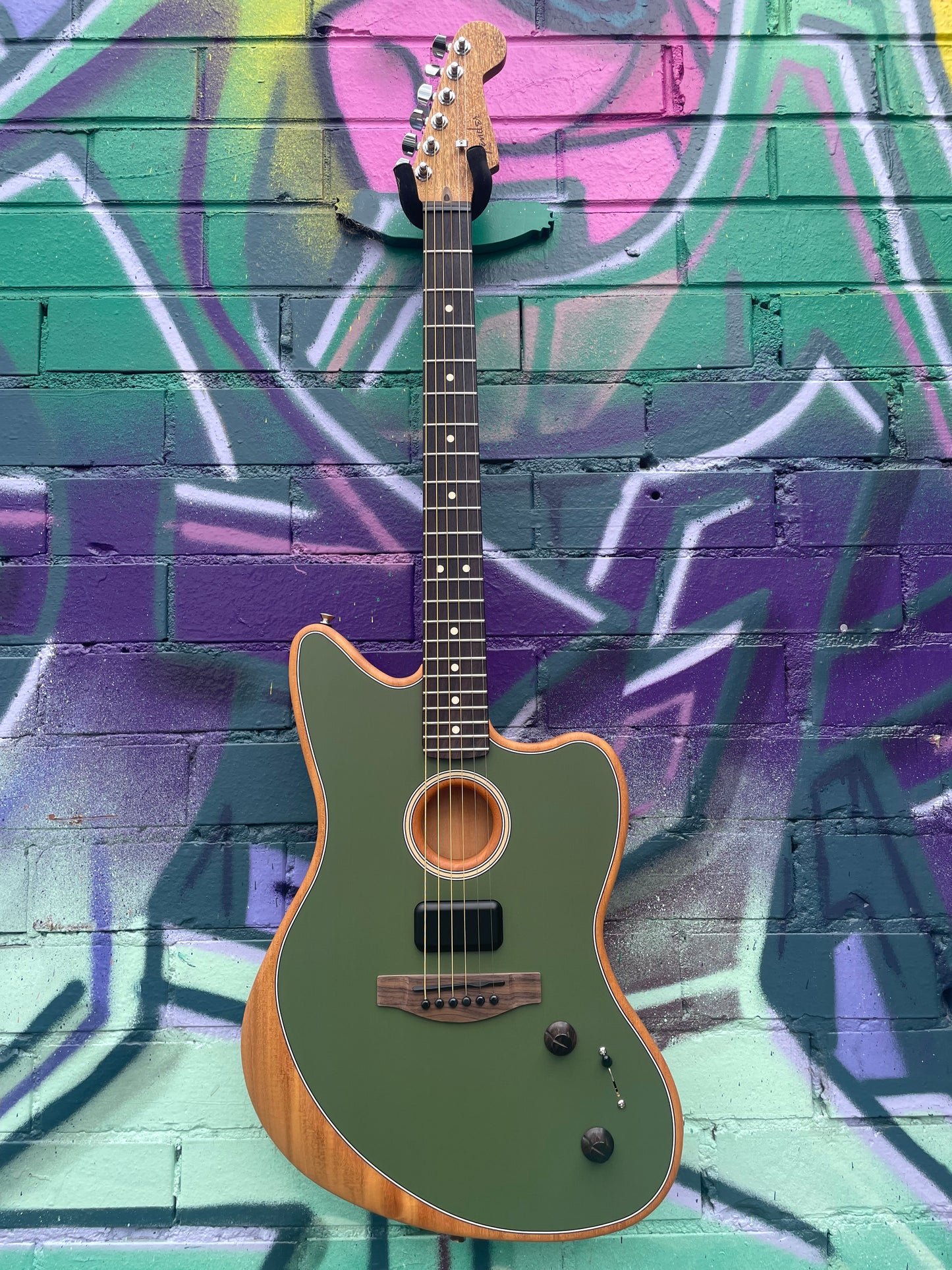 Fender Acoustasonic Player Jazzmaster Electric Acoustic Guitar - Antique Olive