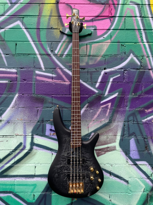 Ibanez SR300EDX BZM 4 String Electric Bass Guitar - Black Ice Frozen Matte