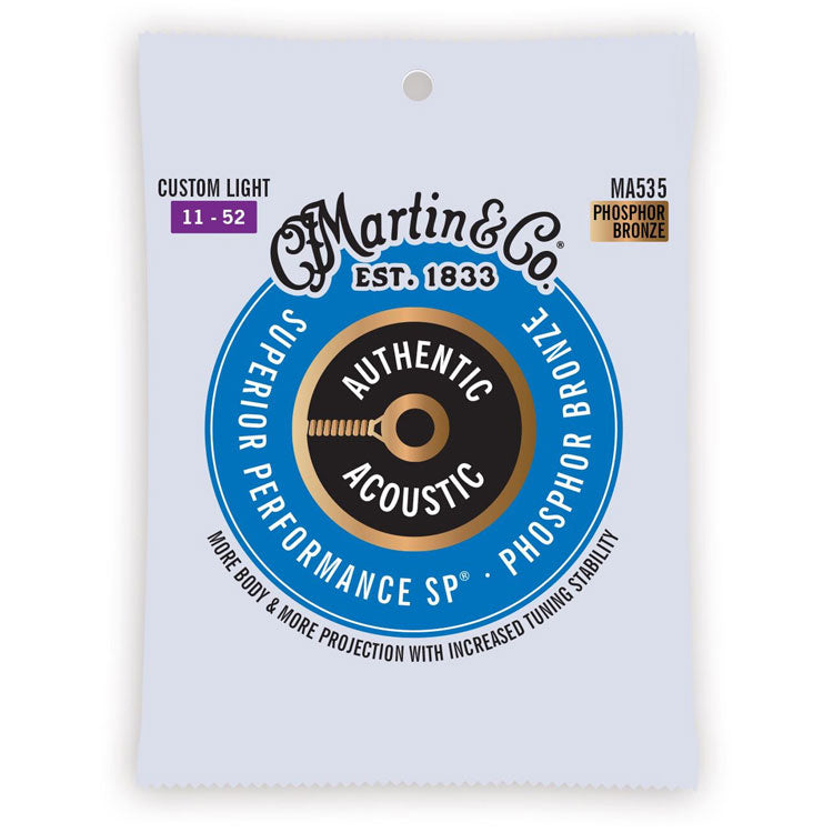 Martin Authentic Acoustic SP Phosphor Bronze Custom Light 11-52 6-String Acoustic Guitar Strings