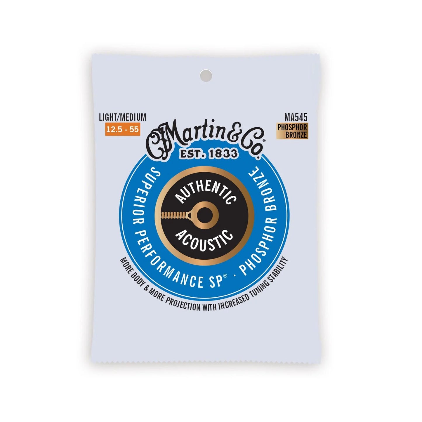 Martin Authentic Acoustic SP Guitar Strings Phosphor Bronze - Light/Medium 12.5-55