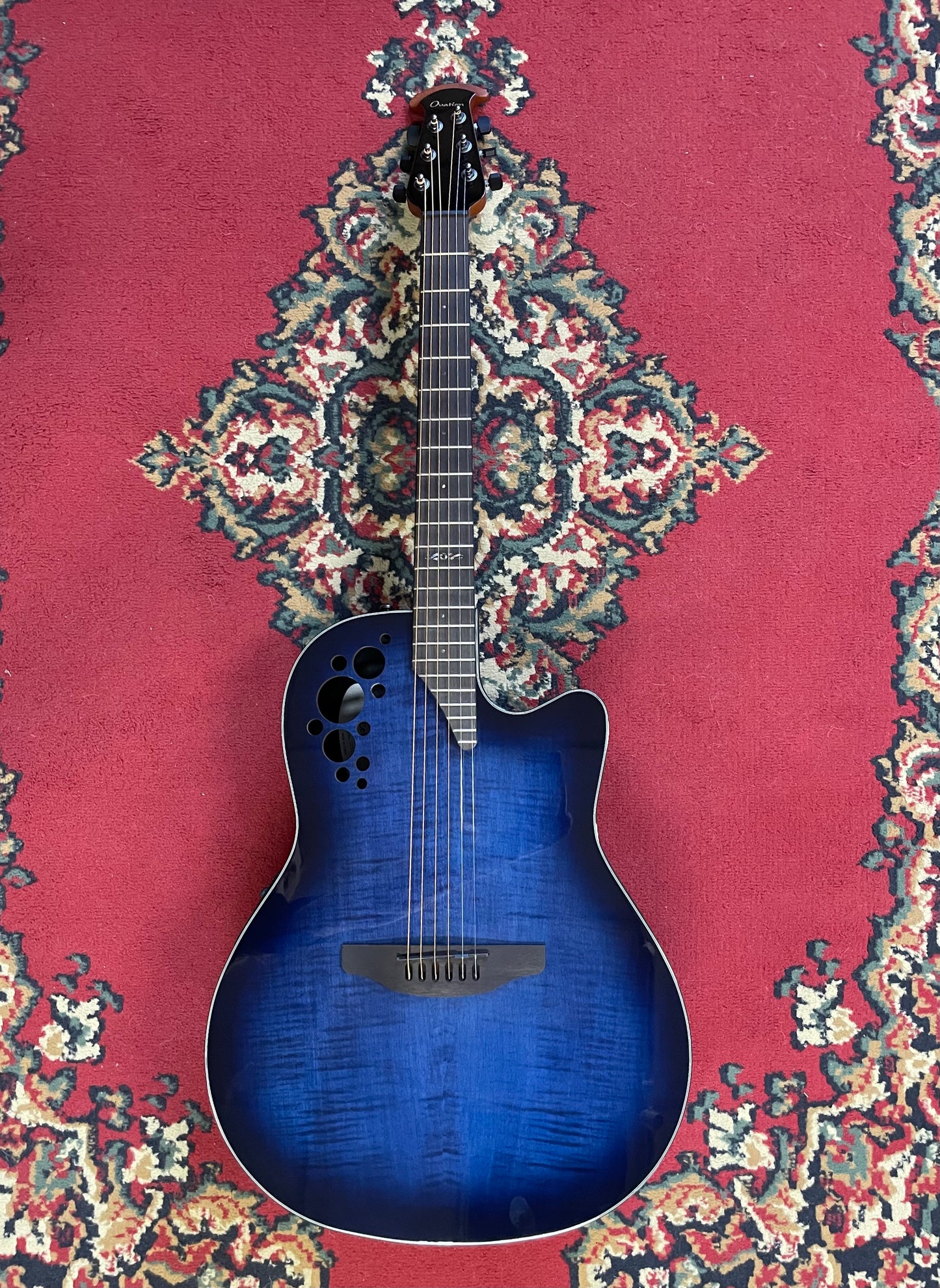 Ovation Celebrity Elite Plus Flame Maple 'Limited Edition Blue' Electric Acoustic Guitar