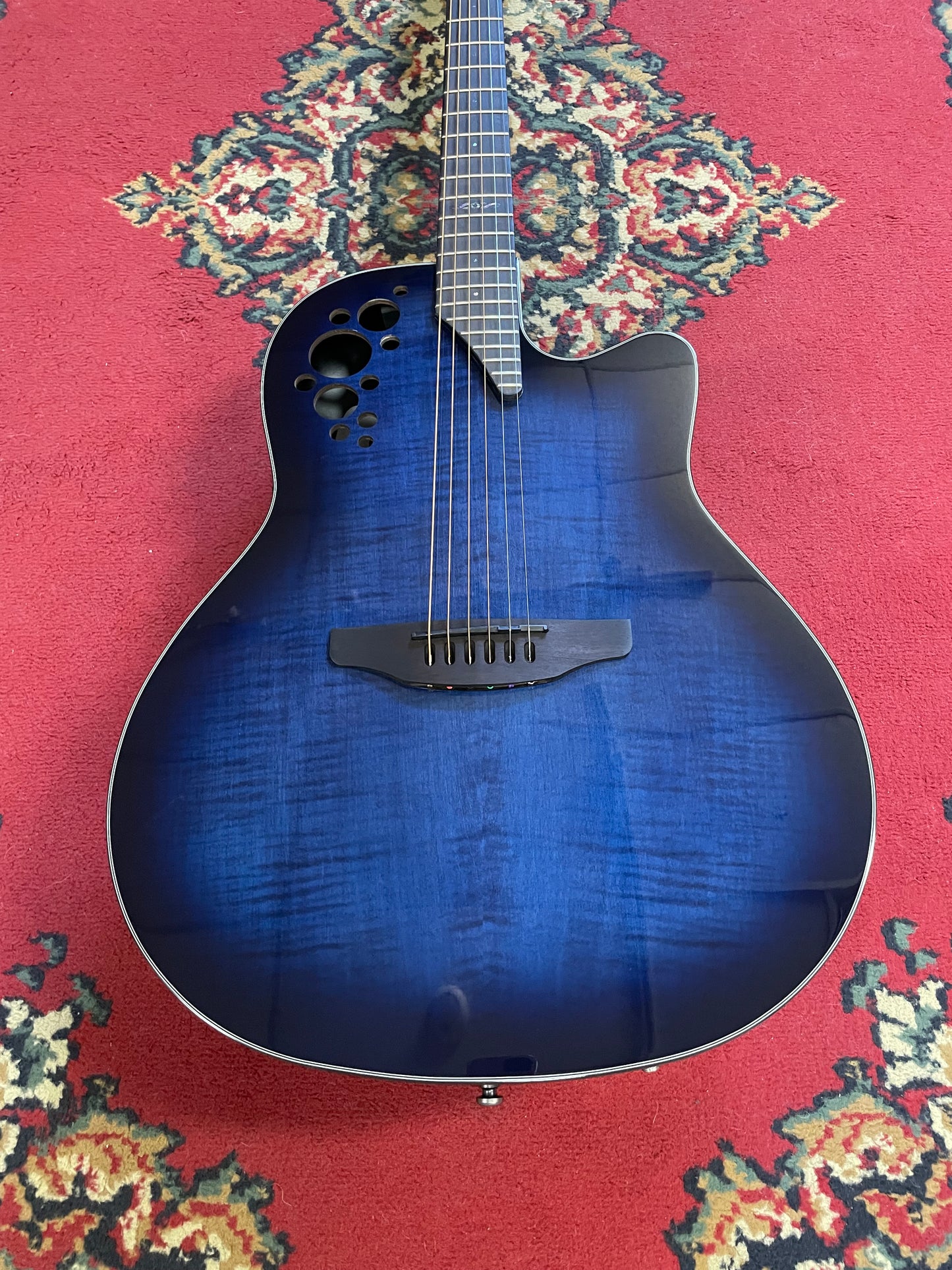 Ovation Celebrity Elite Plus Flame Maple 'Limited Edition Blue' Electric Acoustic Guitar