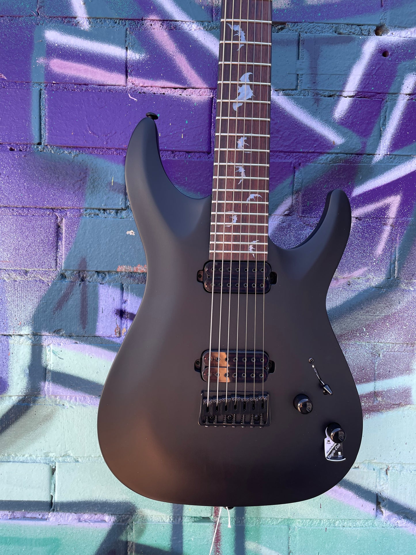 Schecter Damien-7 Electric Guitar - Satin Black