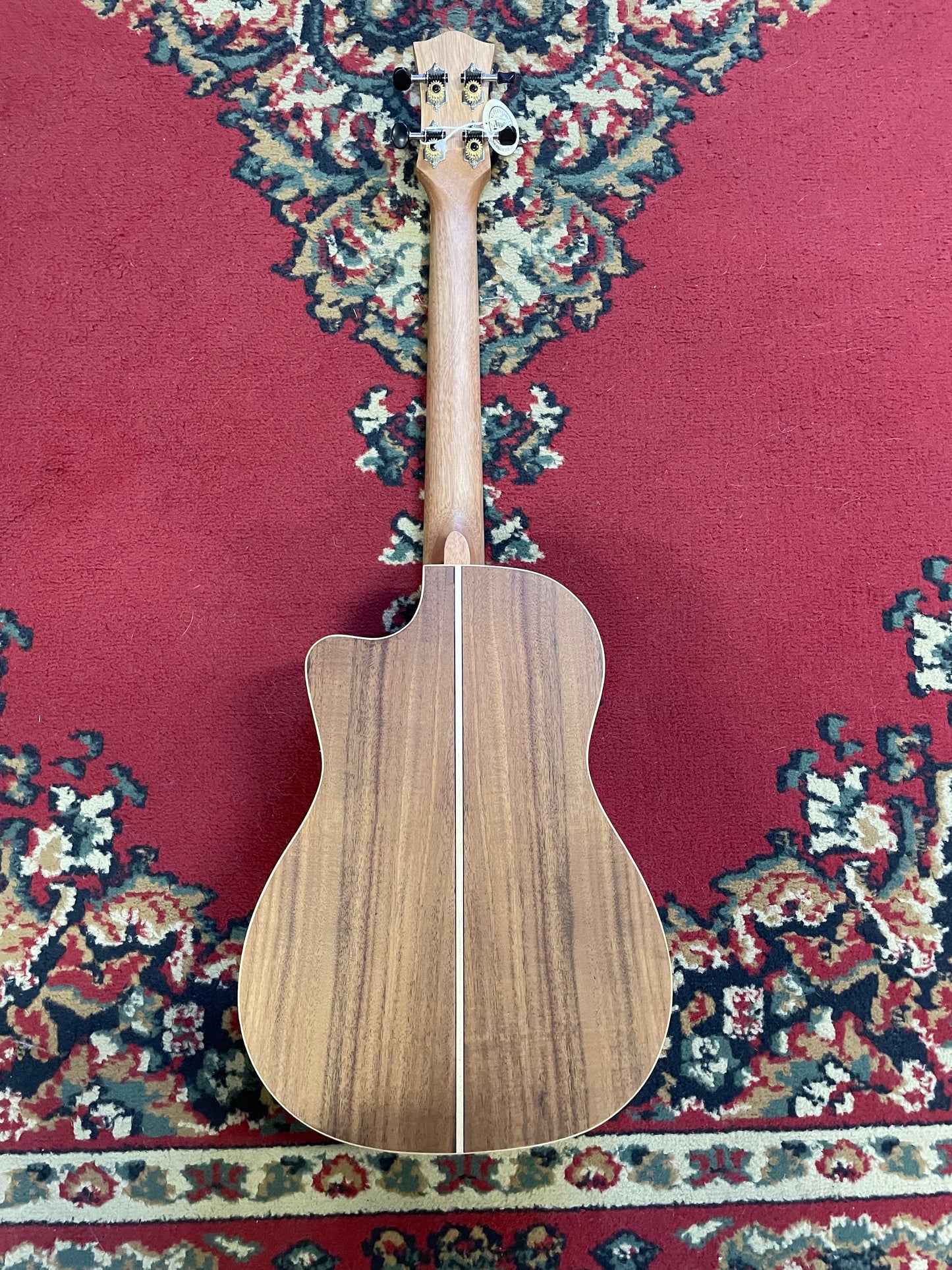 Tiki '9 Series' Koa Solid Top Electric Cutaway Baritone Ukulele w/ Hard Case - Natural Satin