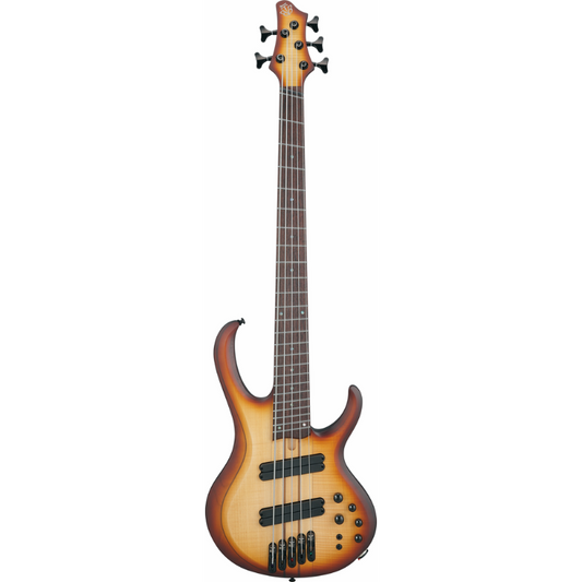Ibanez BTB705LMNNF 5 String Electric Bass Guitar Natural Browned Burst Flat