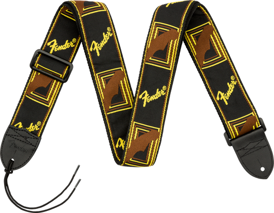 Fender 2" Monogrammed Strap Black Yellow Brown