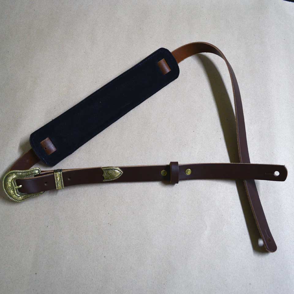 Colonial Leather Brown 50s Style Leather Guitar Strap