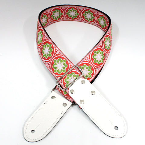 DSL Jacquard Weaving Guitar Strap - Flower Green