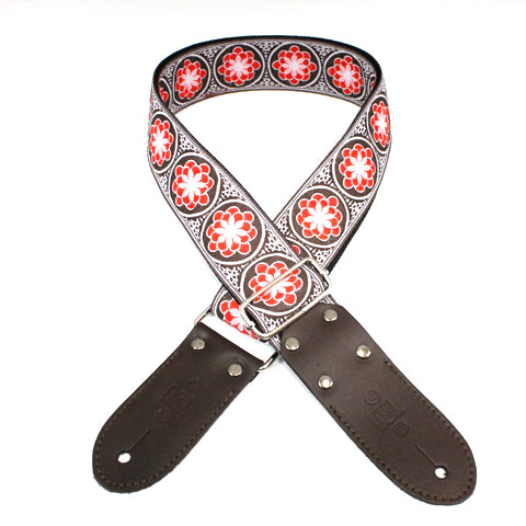 DSL Jacquard Weaving Guitar Strap - Flower Red