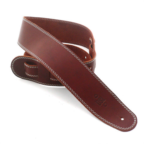 DSL 2.5" Single Ply Guitar Strap - Maroon/Beige Stitch