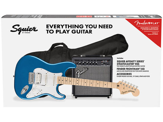 Squier Affinity Stratocaster HSS Electric Guitar Pack - Lake Placid Blue