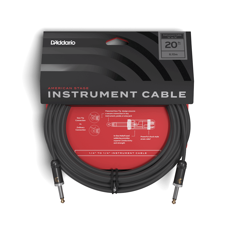 D'Addario American Stage Instrument Cable 20' Straight