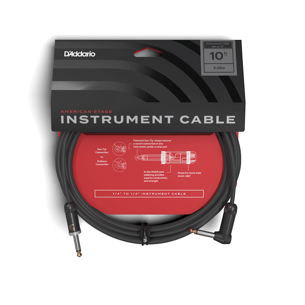 D'Addario American Stage Instrument Cable 10' Right Angled