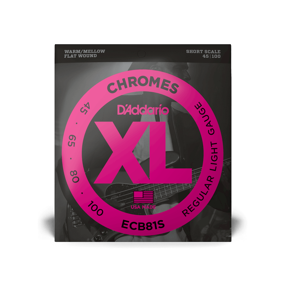 D'Addario ECB81S Chromes Short Scale Flat Wound Bass Strings 45-100