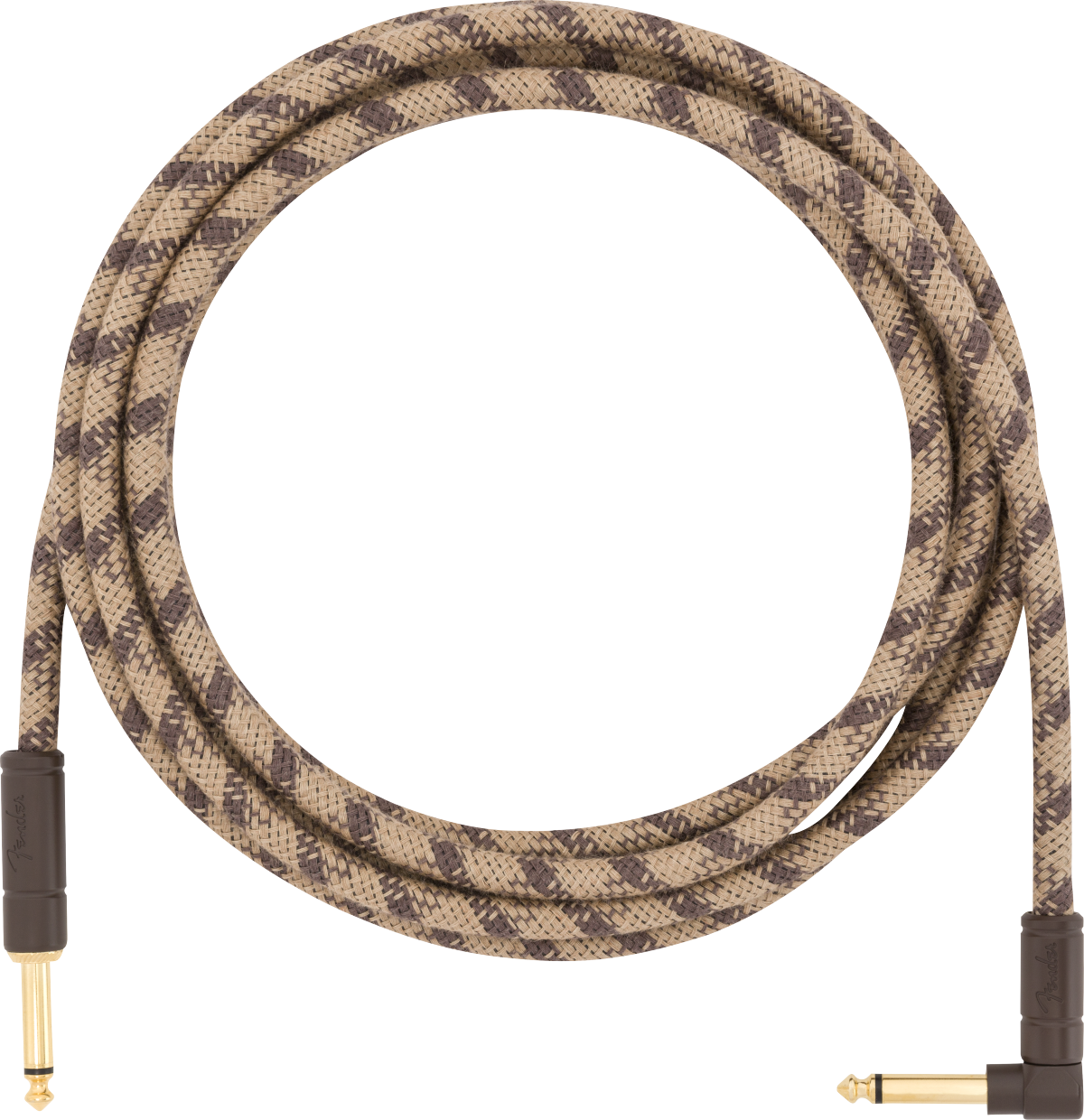 Fender Festival Instrument Cable, Straight/Angle, 10', Pure Hemp, Brown Stripe