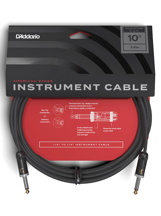 D'Addario American Stage Instrument Cable 10' Straight