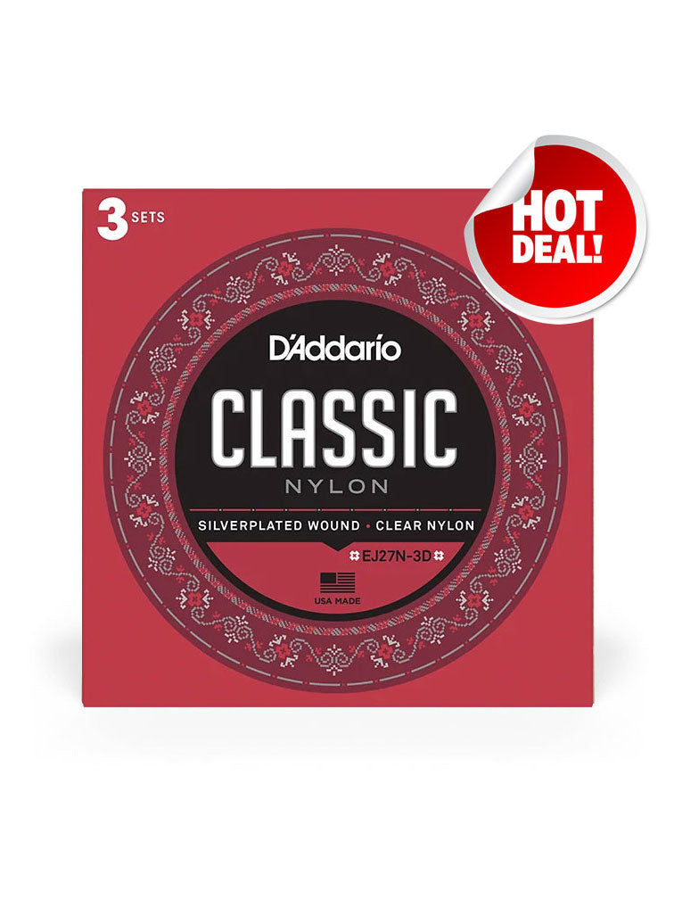 D'Addario Student EJ27N-3D Normal Tension Nylon Classical Strings 3 Pack