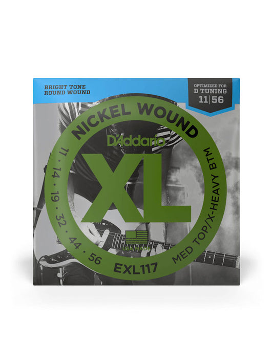 D'Addario XL Nickel EXL117 Medium Top/Extra Heavy Bottom 11-56 6-String Electric Guitar Strings
