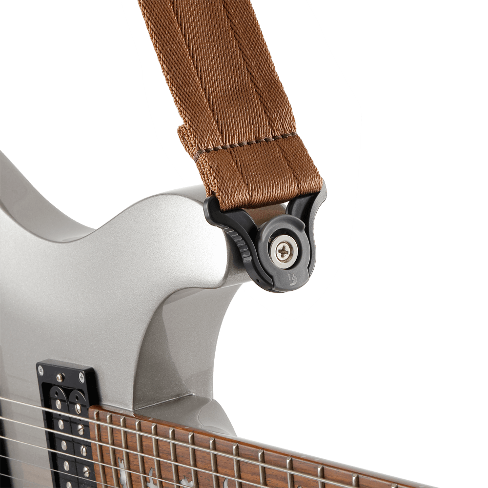 D'Addario Auto Lock Nylon Guitar Strap - Umber Brown