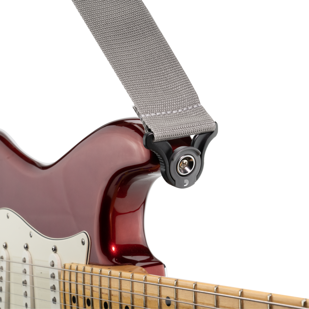 D'Addario Auto Lock Polypro Guitar Strap - Silver