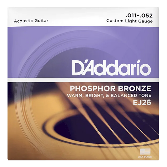 D'Addario Phosphor Bronze Custom Light 11-52 6-String Acoustic Guitar Strings