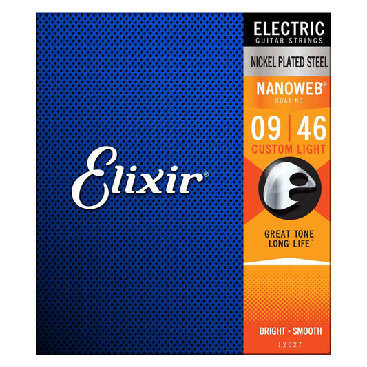 Elixir Nanoweb Custom Light 9-46 Nickel Plated Steel 6-String Electric Guitar Strings