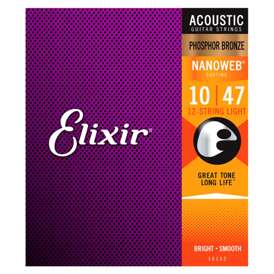 Elixir 12-String Nanoweb Phosphor Bronze Light Acoustic Guitar Strings (10-47)