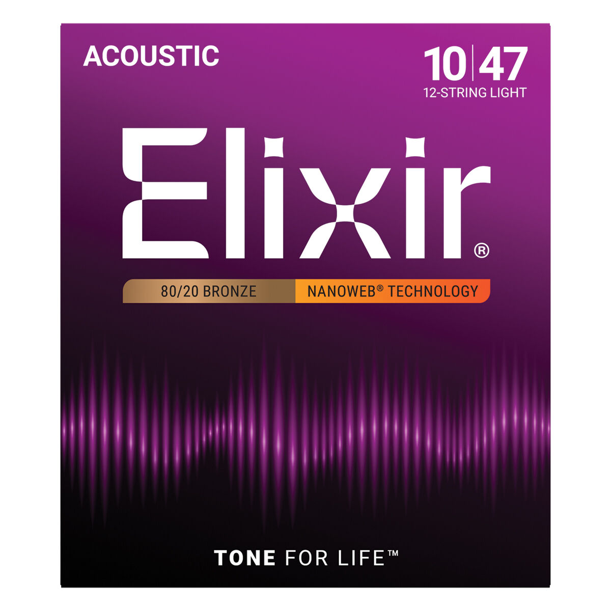 Elixir 80/20 Bronze Nanoweb Extra Light 10-47 6-String Acoustic Guitar Strings