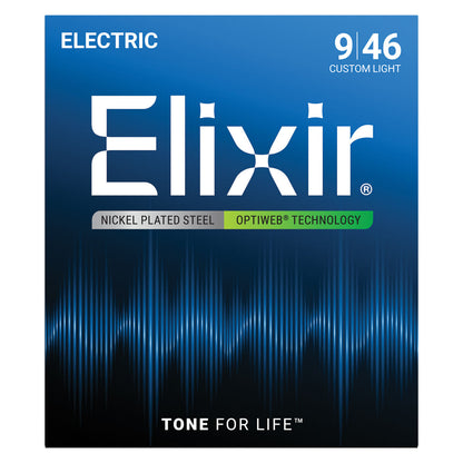 Elixir Optiweb Custom Light 9-46 Nickel Plated Steel 6-String Electric Guitar Strings