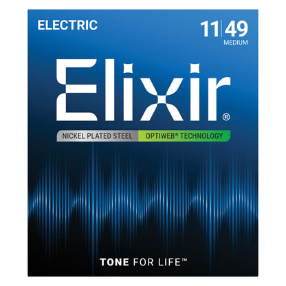 Elixir Optiweb Medium 11-49 Nickel Plated Steel 6-String Electric Guitar Strings