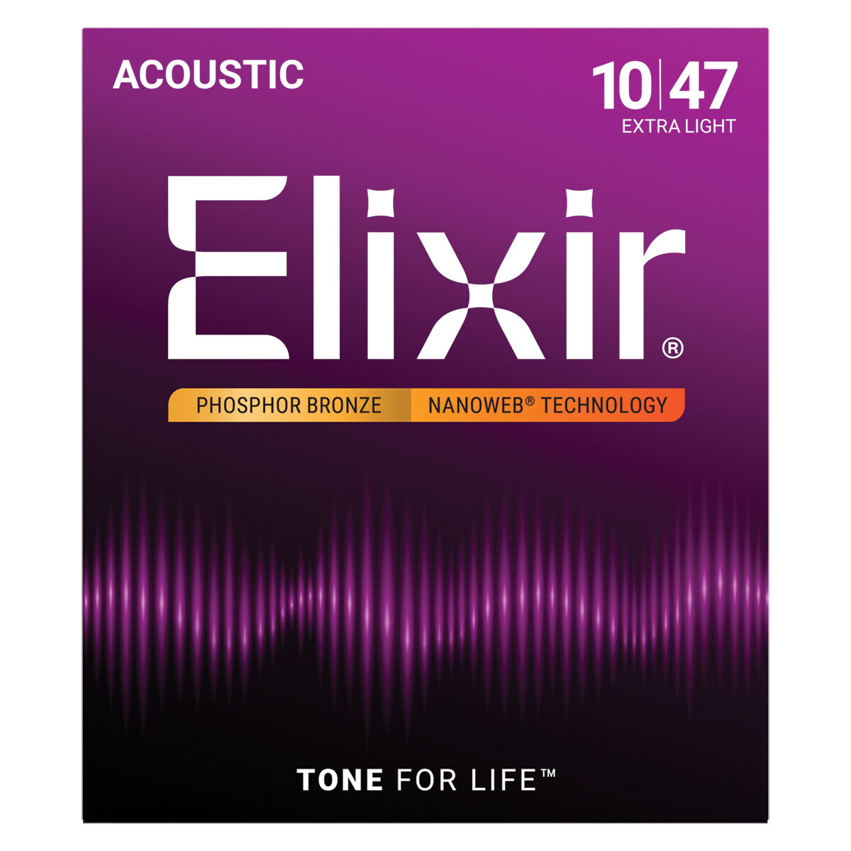 Elixir Phosphor Bronze Nanoweb Extra Light 10-47 6-String Acoustic Guitar Strings