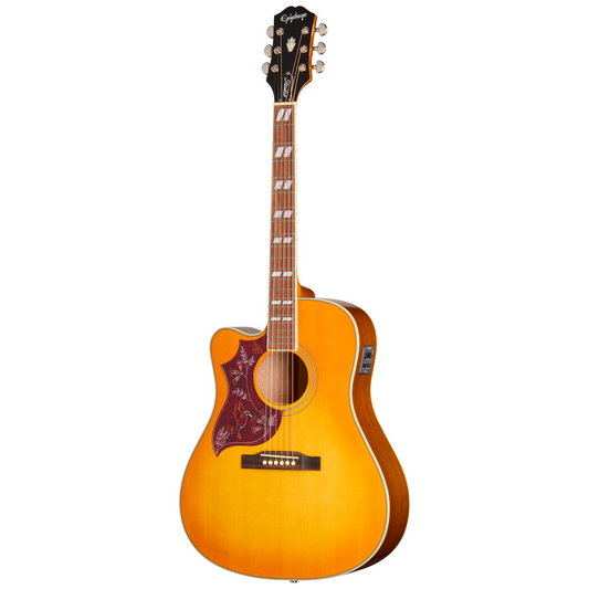 Epiphone Hummingbird Studio EC Left Handed Electric Acoustic Guitar - Herritage Cherry Sunburst